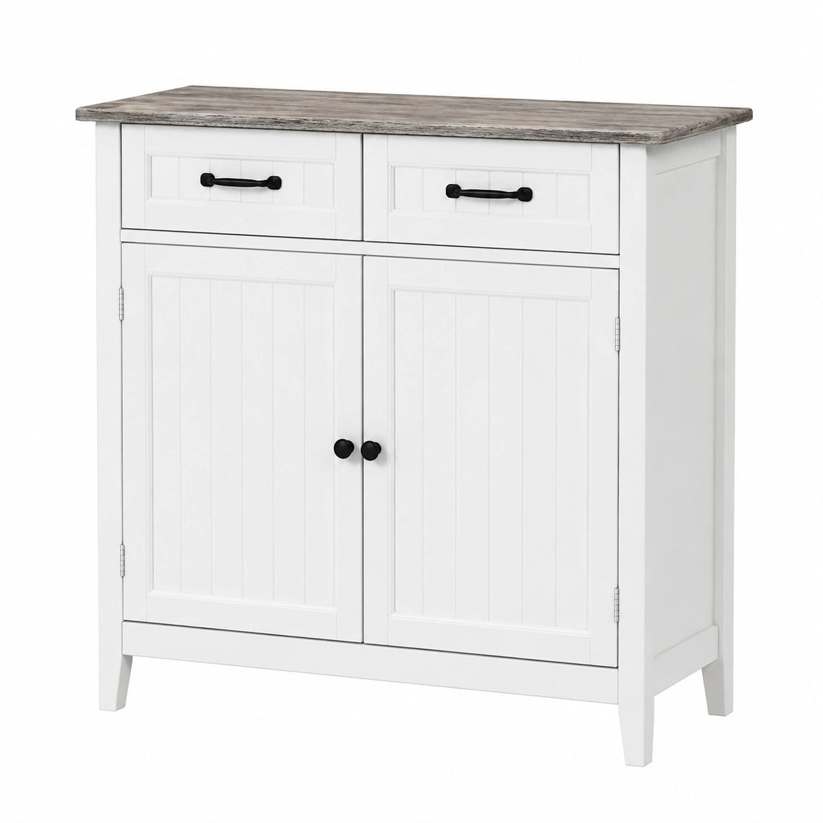 Credenza Ausiliaria con 2 Cassetti e 2 Ante per Cucina, Sala da Pranzo, Soggiorno, 90 × 40 × 82 cm, Grigio