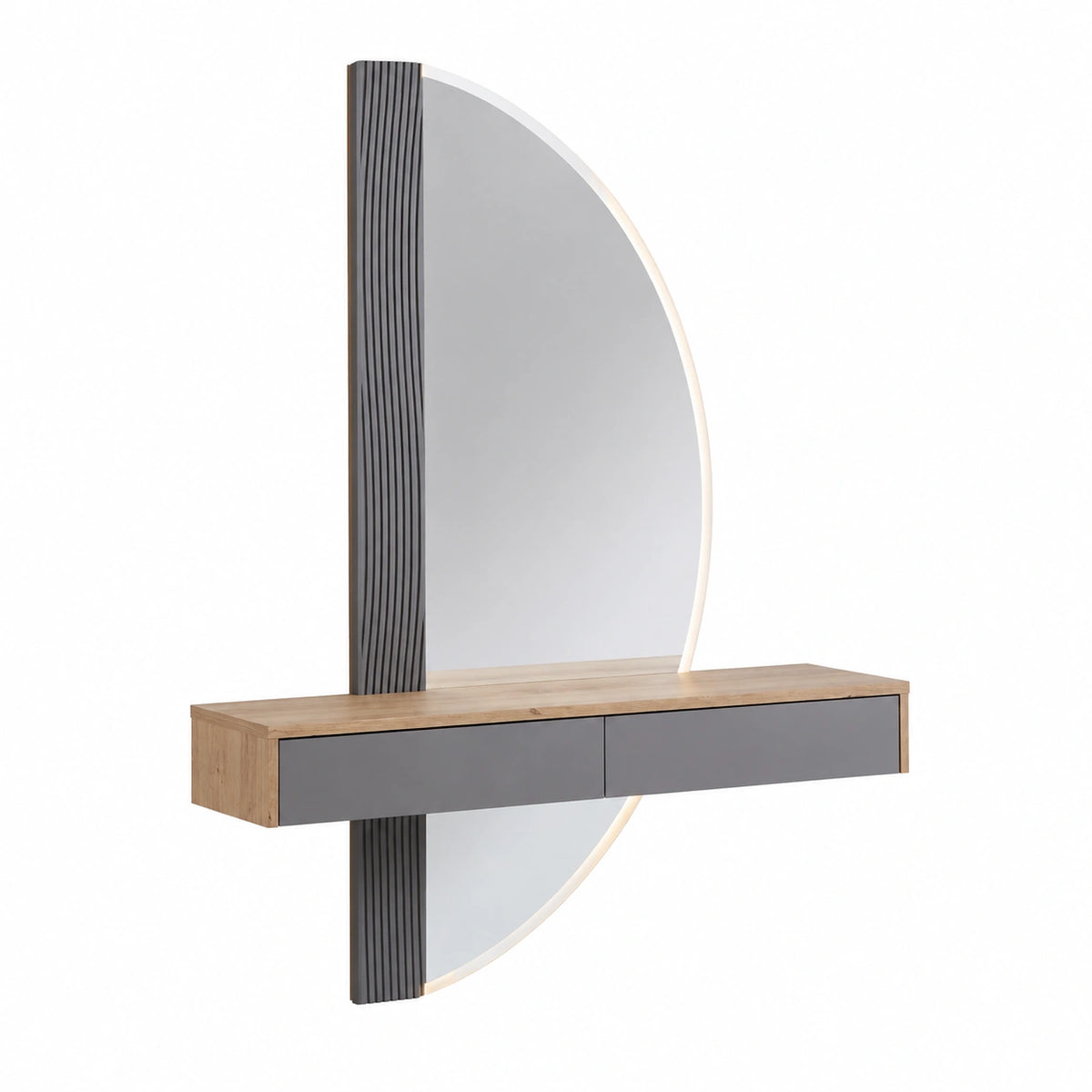 Tavolo da toeletta Melisa, Grigio, 120 cm, con 2 cassetti, Altezza regolabile