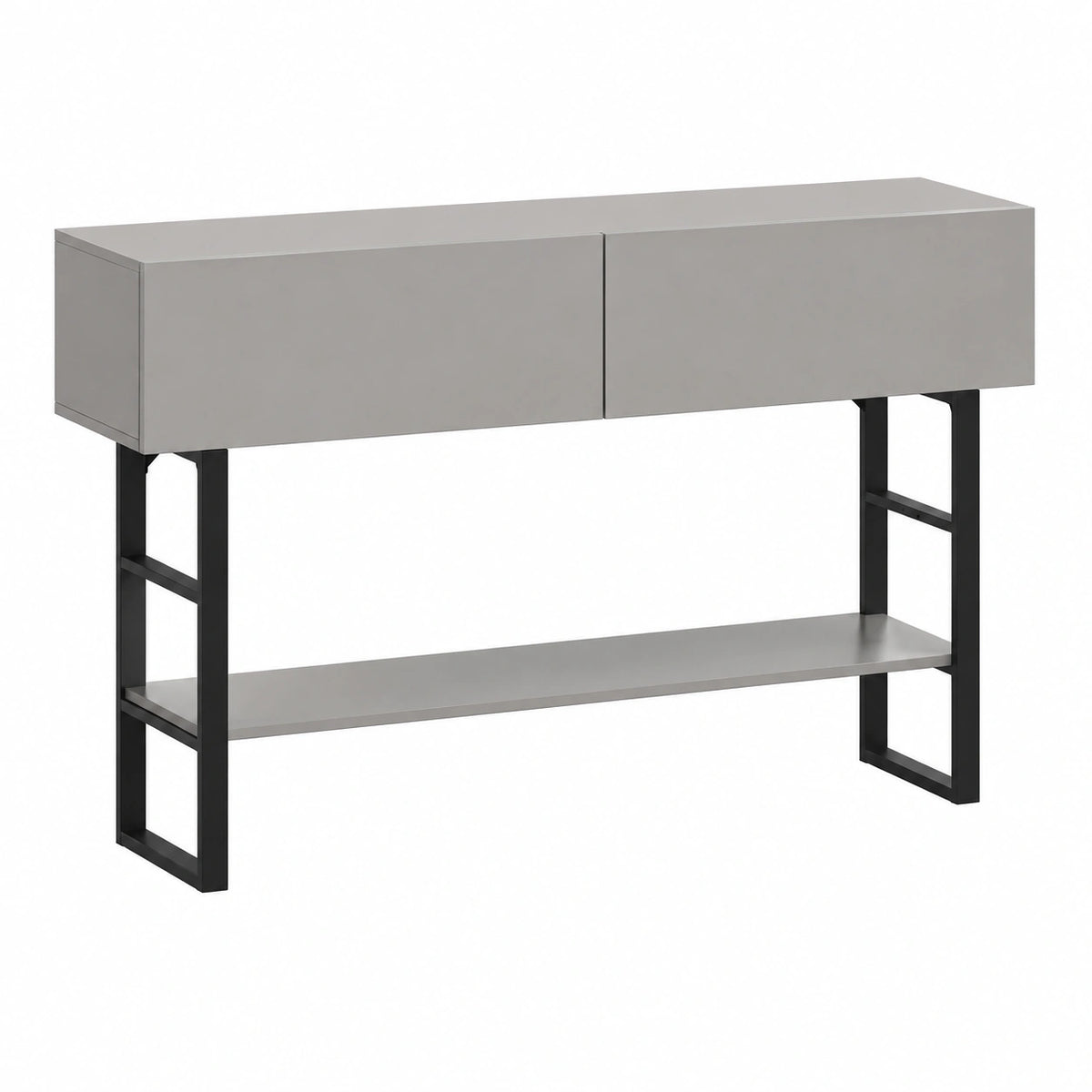 Tavolo a Consolle con Cassetti e Ripiano Mobile Contenitore Alto da Ingresso Corridoio 75 × 120 × 30 cm Telaio in Metallo - Grigio Chiaro