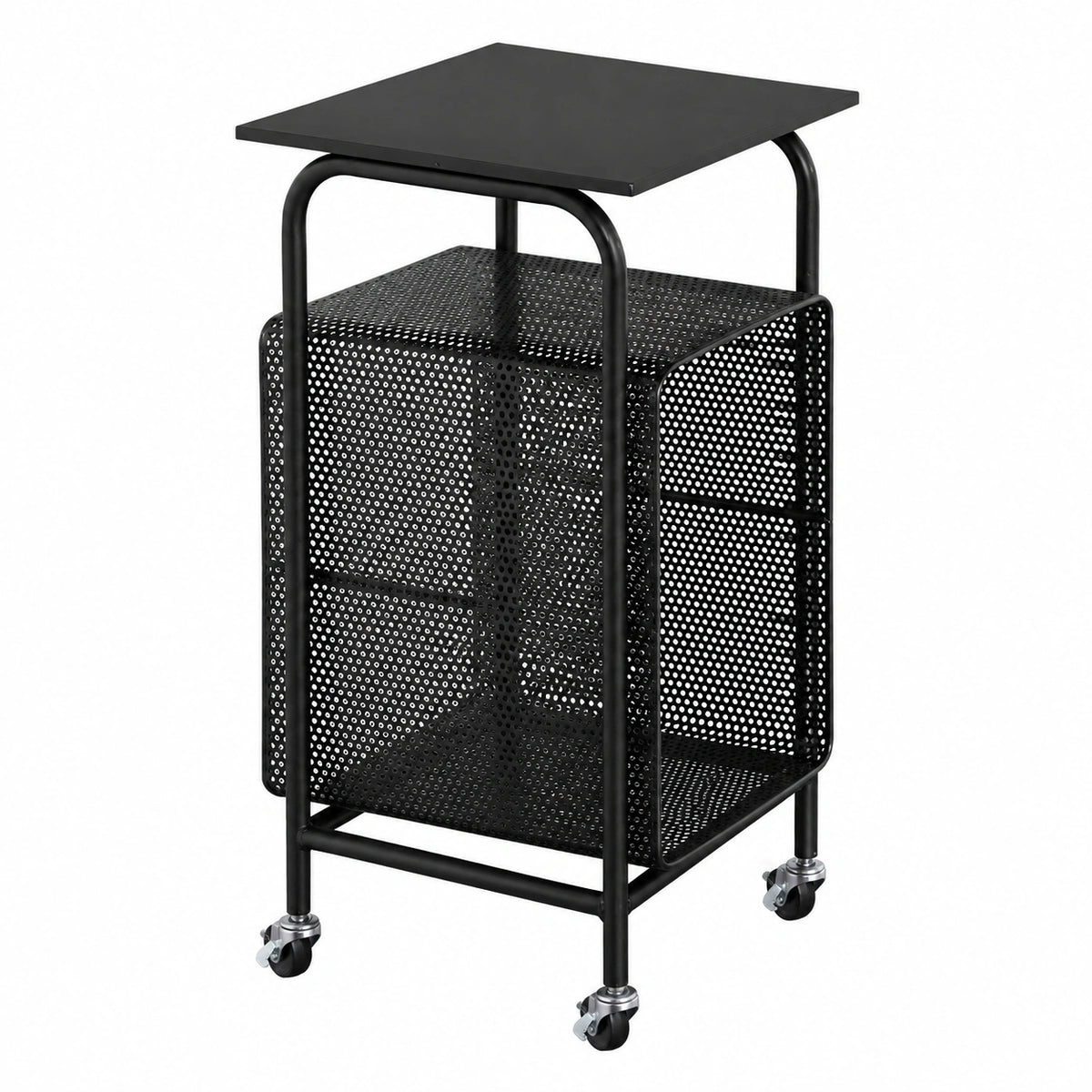 Consolle Stretta Tavolino Stretto, Comodino in Metallo Comodino Rimovibile con Ruote, Tavolino da Soggiorno per Piccoli spazi (36 * 34 * 66CM, Nero)