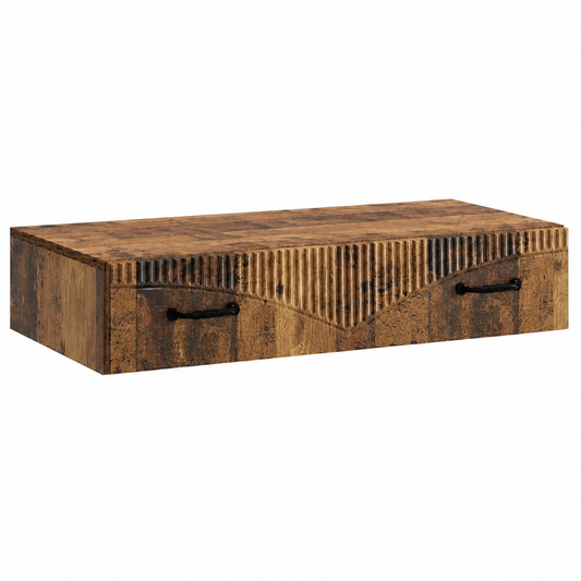 Tavolino da parete effetto legno anticato, 87,5 × 34,5 × 17 cm, comodino sospeso con cassetto, tavolino consolle salvaspazio per soggiorno, corridoio