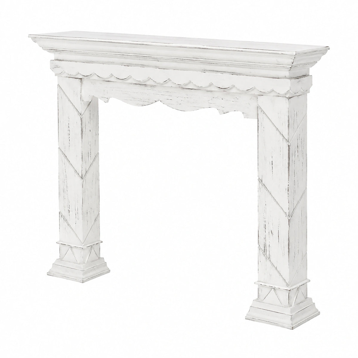 Casa Padrino Country Fireplace Surround Antique bianco 116 × 22 x H. 99 cm - Fireplace Surround in Shabby Chic Look