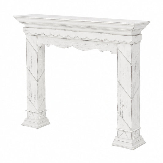 Casa Padrino Country Fireplace Surround Antique bianco 116 × 22 x H. 99 cm - Fireplace Surround in Shabby Chic Look