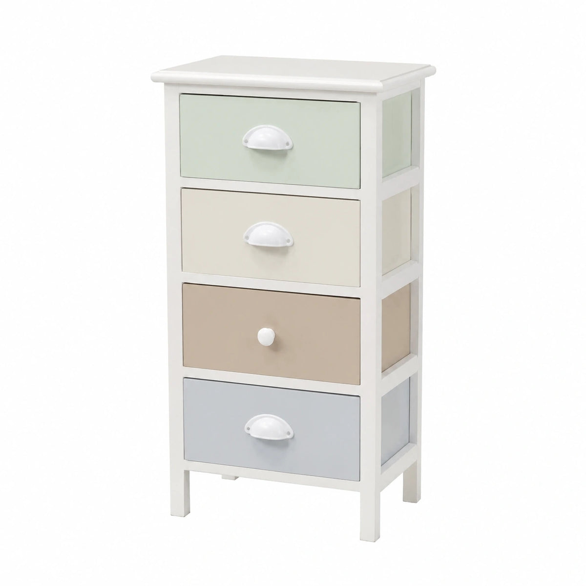 Mobile con 4 cassetti, in legno di paulownia, 38 × 28 × 72 cm, stile country francese, versatile per la casa