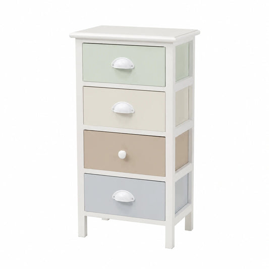 Mobile con 4 cassetti, in legno di paulownia, 38 × 28 × 72 cm, stile country francese, versatile per la casa