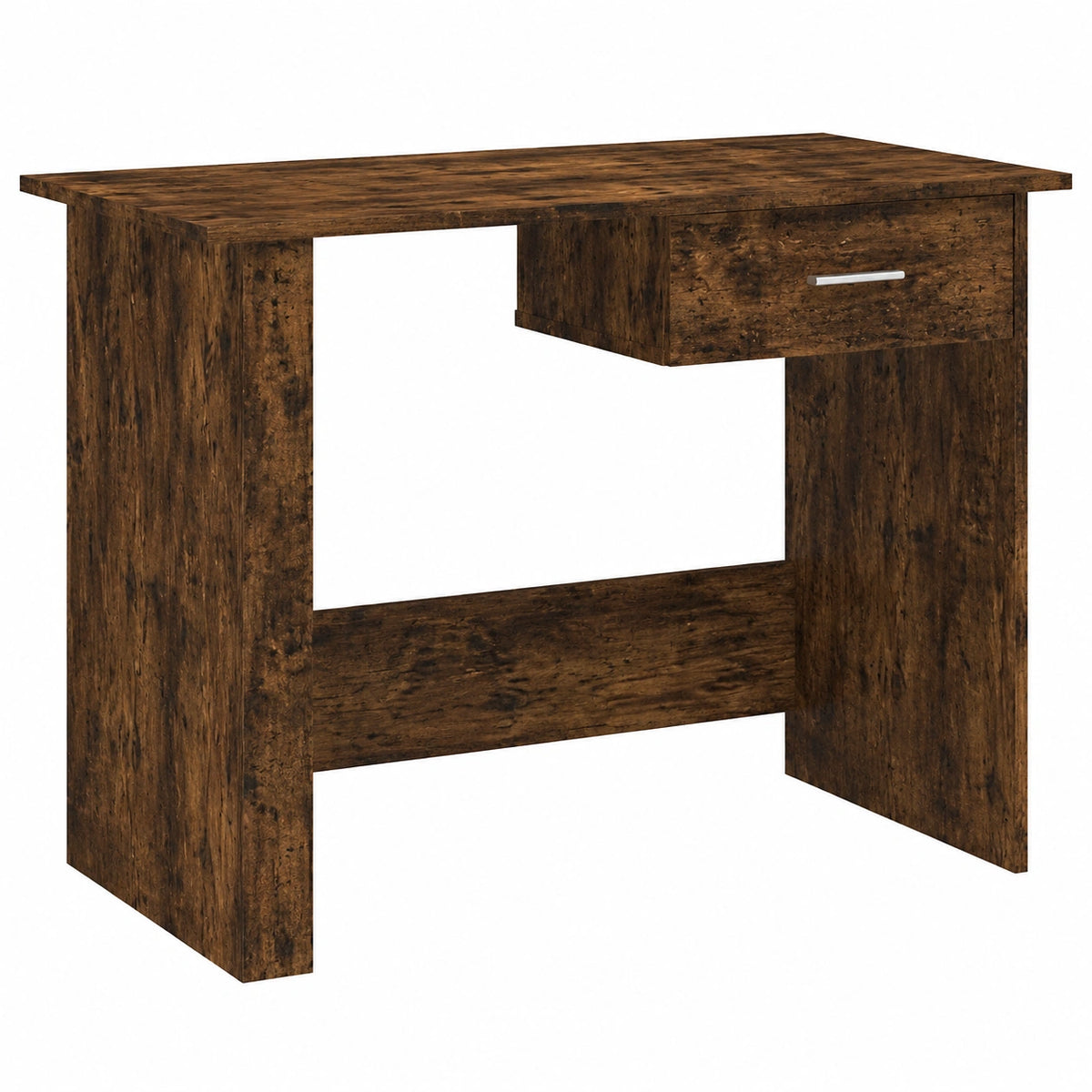 Scrivania Rovere Fumo in Legno Multistrato 100 × 50 × 76 cm con Cassetto e Ripiano, Tavolo Scrittoio per Ufficio Casa Studio Smartworking, Mobile