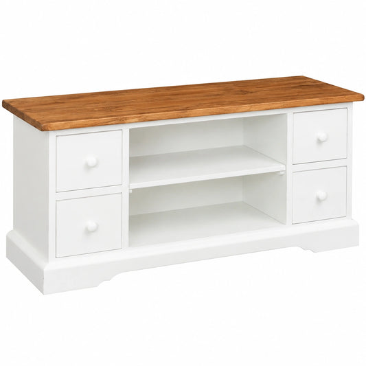 Mobile TV Bianco Shabby Chic 129 × 60 × 40 cm in Italy, Mobili Porta TV Legno massello di Tiglio, Mobile TV Soggiorno, Mobili TV