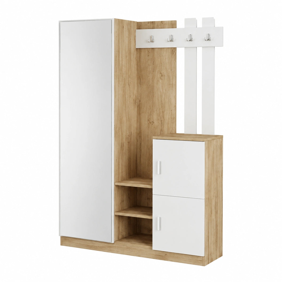 Mobile da Ingresso Borealis, Entratina Appendiabiti, Composizione per atrio, Consolle portaoggetti Multifunzione, 147 × 38h180 cm