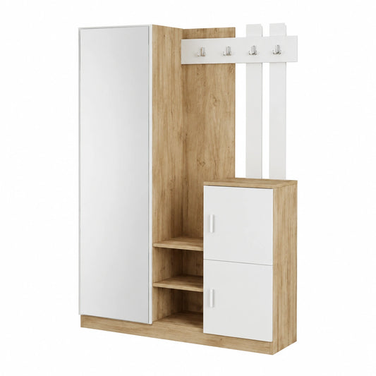 Mobile da Ingresso Borealis, Entratina Appendiabiti, Composizione per atrio, Consolle portaoggetti Multifunzione, 147 × 38h180 cm