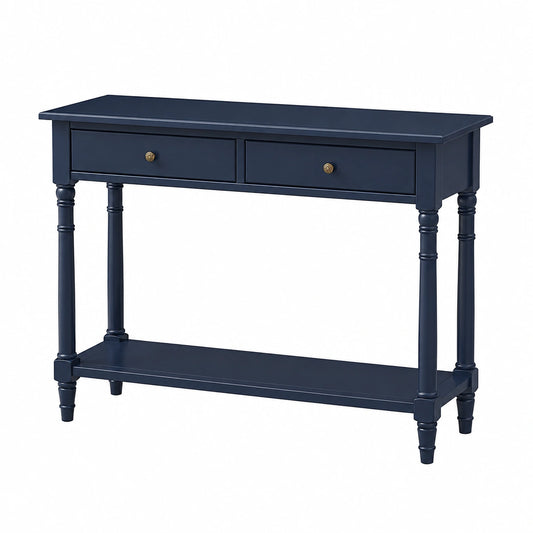 Tavolino consolle blu con cassetti portaoggetti, 90 cm (L), 76,5 cm (H), 35 cm (D), 20,46 kg