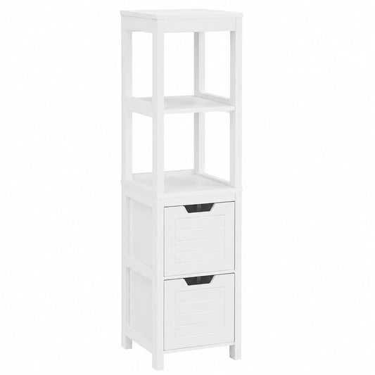 Relaxdays Mobiletto da Bagno, Armadietto a Colonna, 144 × 30 × 30 cm, 2 Cassetti, 3 Scaffali