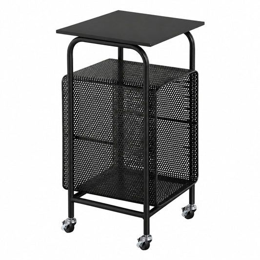 Consolle Stretta Tavolino Stretto, Comodino in Metallo Comodino Rimovibile con Ruote, Tavolino da Soggiorno per Piccoli spazi (36 * 34 * 66CM, Nero)